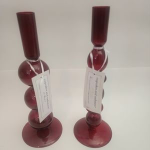 Cupcakes & Cashmere Candle Holders 2 Pieces Red Valentines
